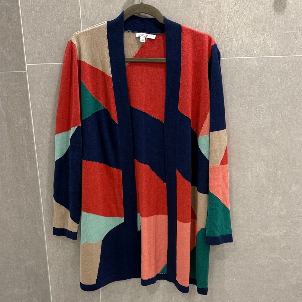 Chico’s Colorful Geometric Women's Cardigan
